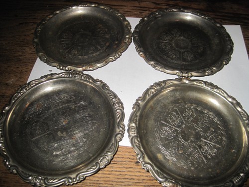 Vtg silverplated coasters - coasters, 4"