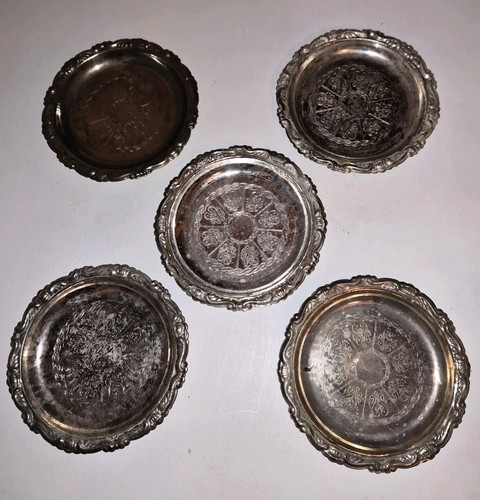 Vtg silver plated coasters - vtg.,